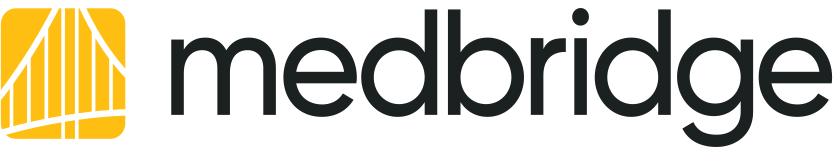 Medbridge logo with bold black "medbridge" text and a yellow icon on the left.